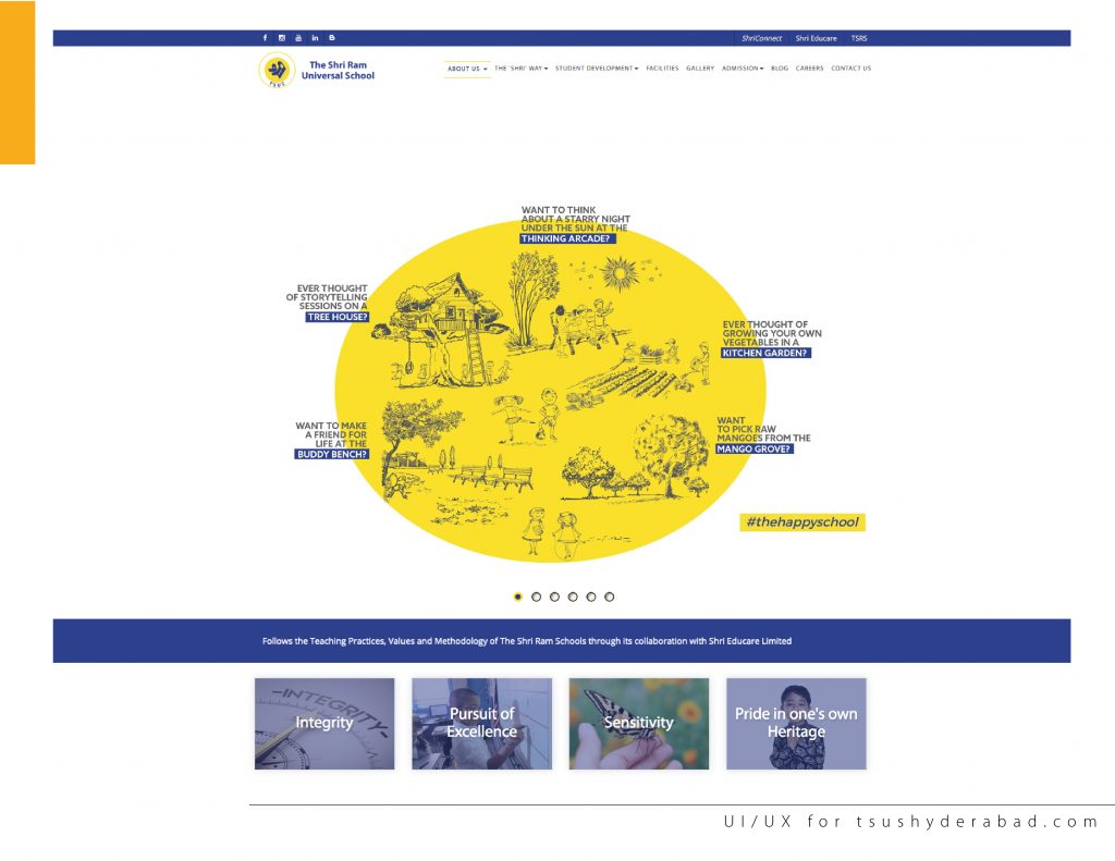 The Shri ram Universal School webpage